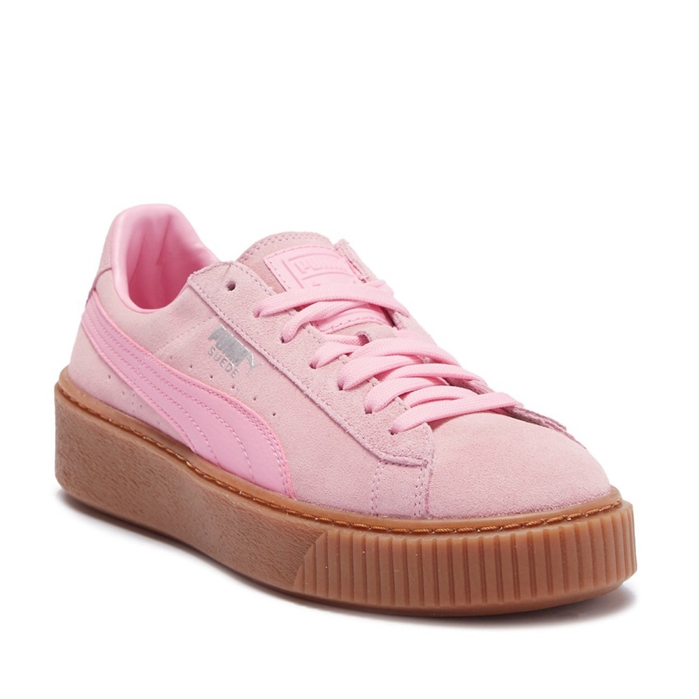 New pink suede puma platforms
